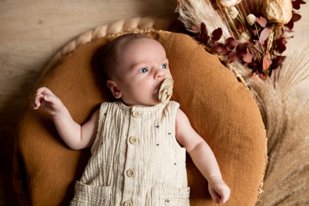 Portrait bébé, naissance, photo bebe, dans panier, fleurs séchées, photo nouveau-né, posing, Thann, Haut-Rhin